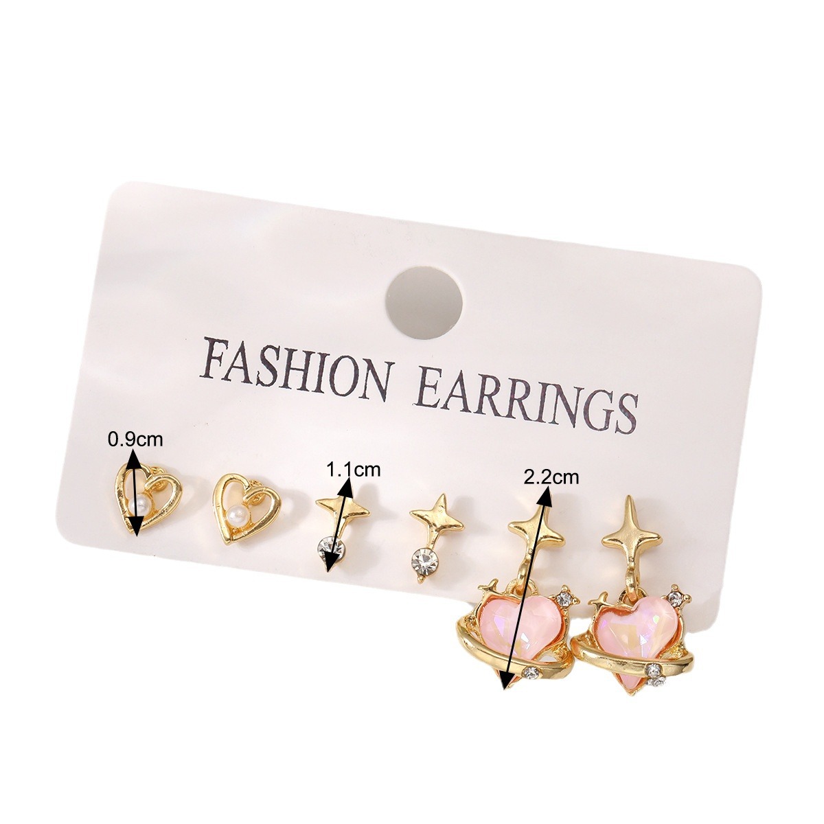 1 Set Ig Style Cute Star Heart Shape Plating Hollow Out Inlay Alloy Drop Earrings display picture 1