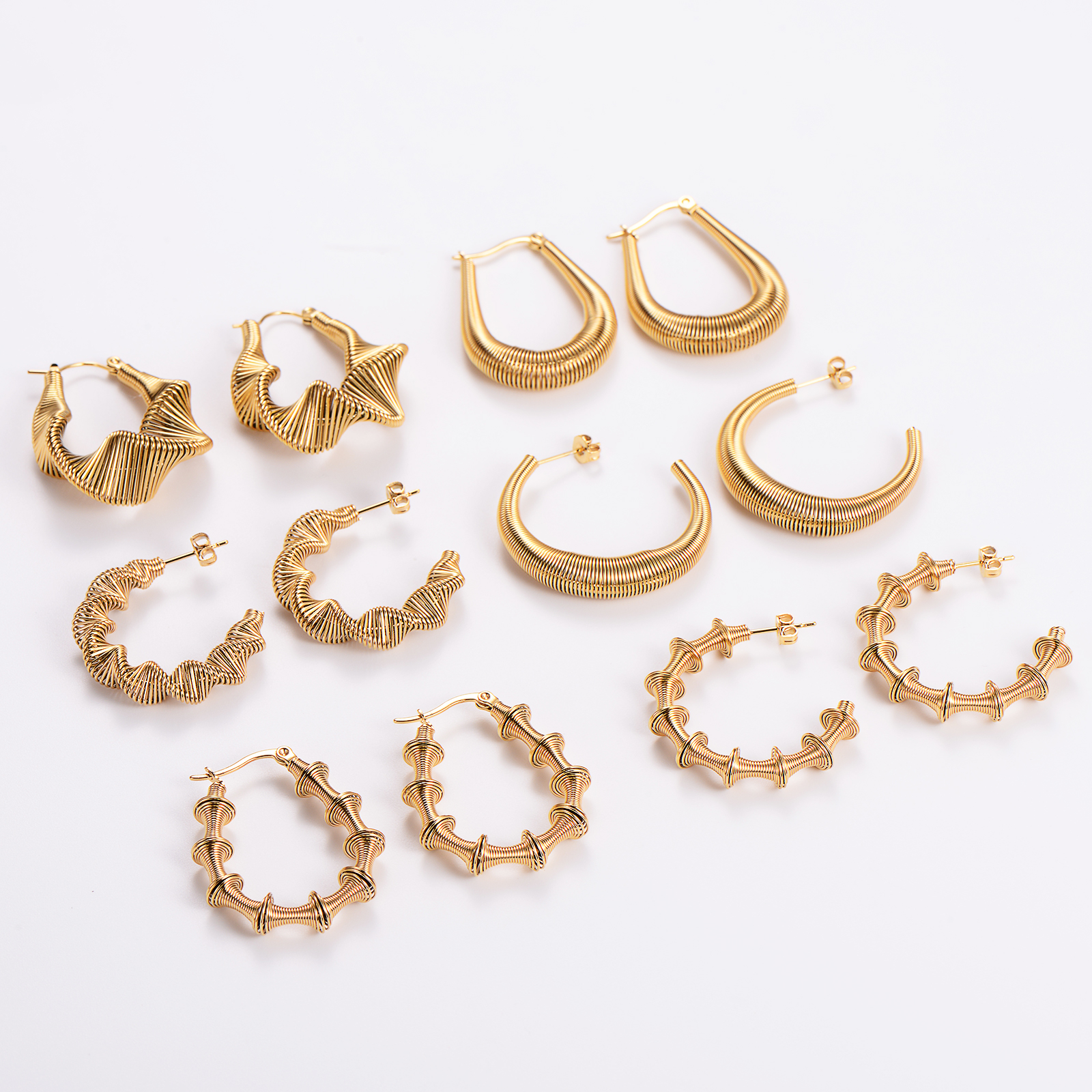 1 Pair Retro Exaggerated Solid Color Plating 304 Stainless Steel 18K Gold Plated Ear Studs display picture 15