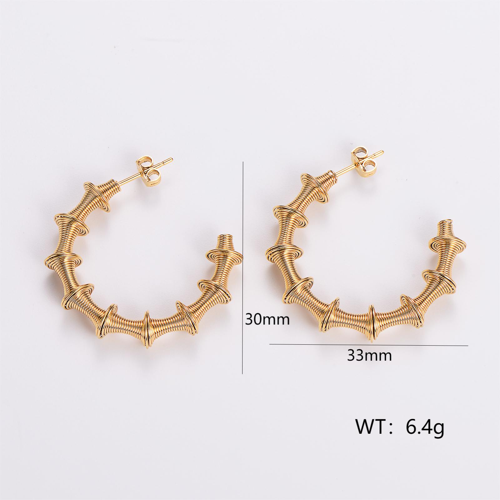 1 Pair Retro Exaggerated Solid Color Plating 304 Stainless Steel 18K Gold Plated Ear Studs display picture 1