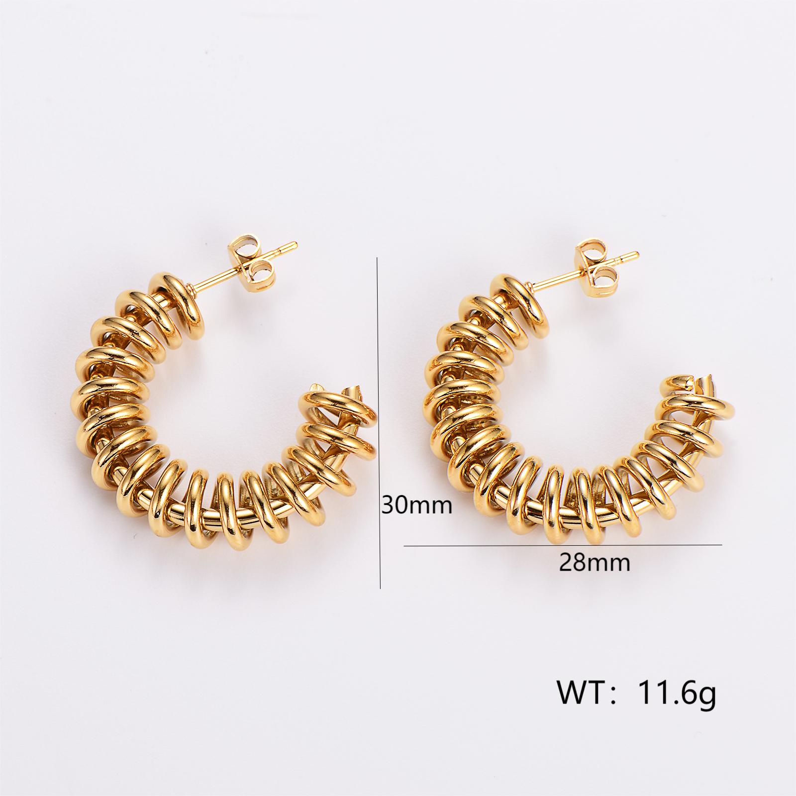 1 Pair Retro Exaggerated Solid Color Plating 304 Stainless Steel 18K Gold Plated Ear Studs display picture 4