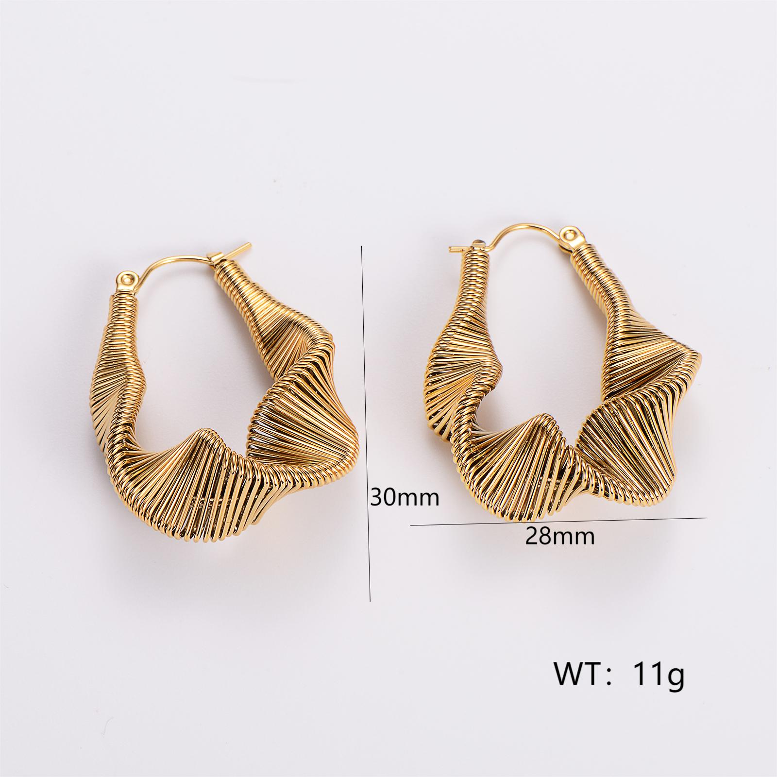 1 Pair Retro Exaggerated Solid Color Plating 304 Stainless Steel 18K Gold Plated Ear Studs display picture 13