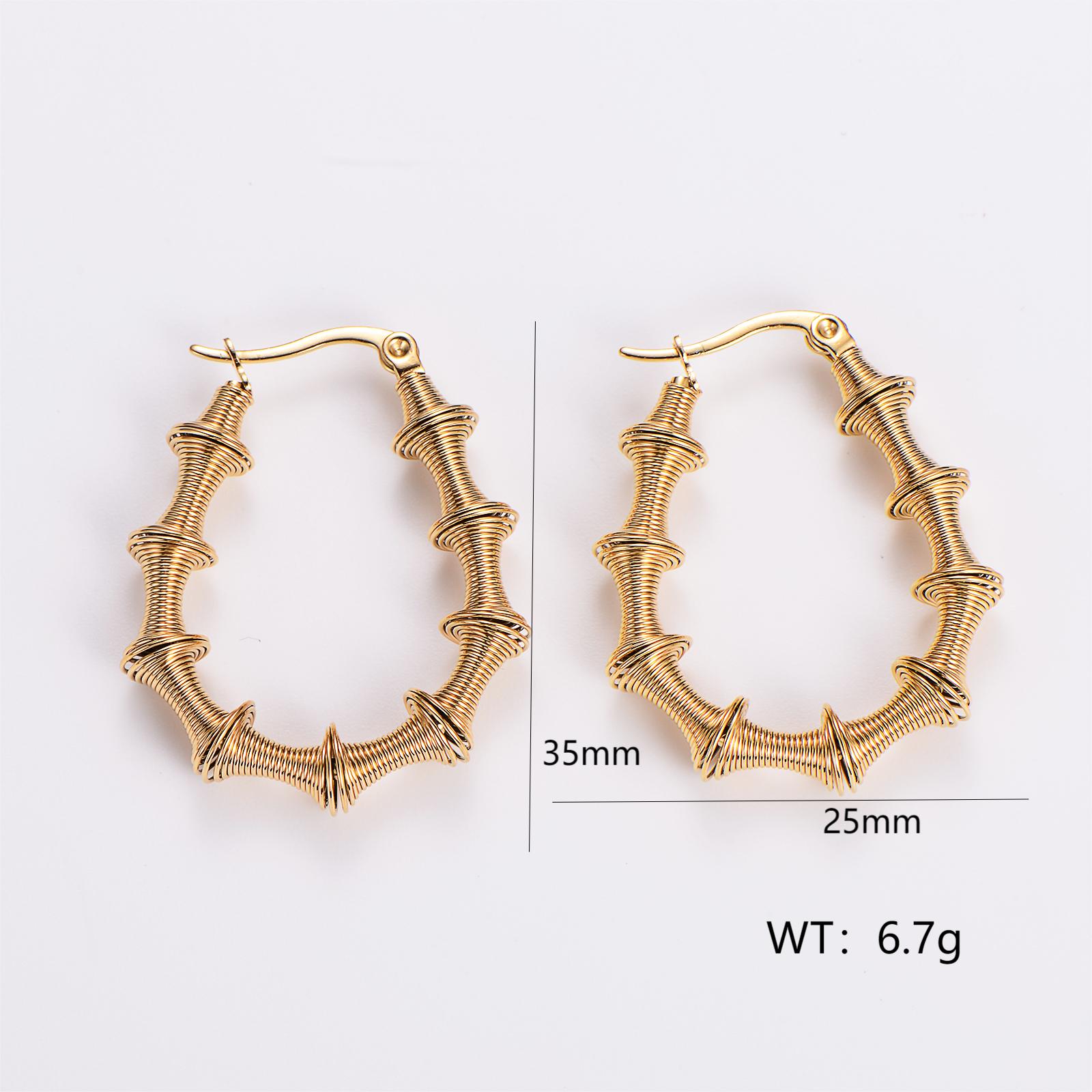 1 Pair Retro Exaggerated Solid Color Plating 304 Stainless Steel 18K Gold Plated Ear Studs display picture 5