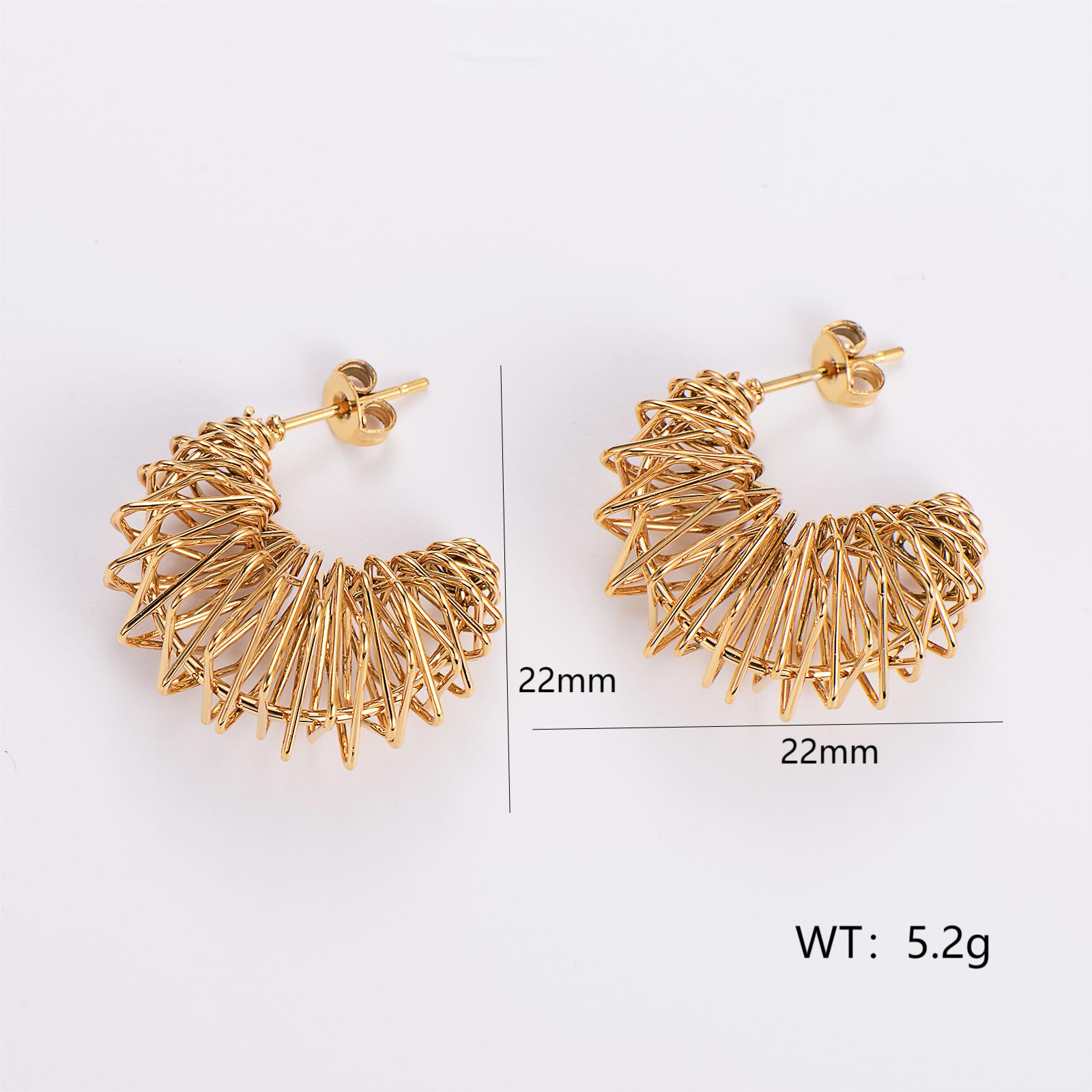 1 Pair Retro Exaggerated Solid Color Plating 304 Stainless Steel 18K Gold Plated Ear Studs display picture 6