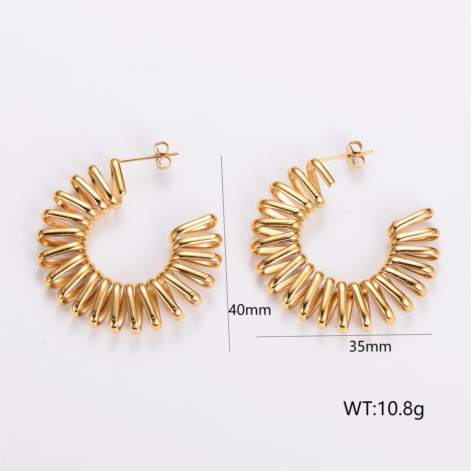 1 Pair Retro Exaggerated Solid Color Plating 304 Stainless Steel 18K Gold Plated Ear Studs display picture 2