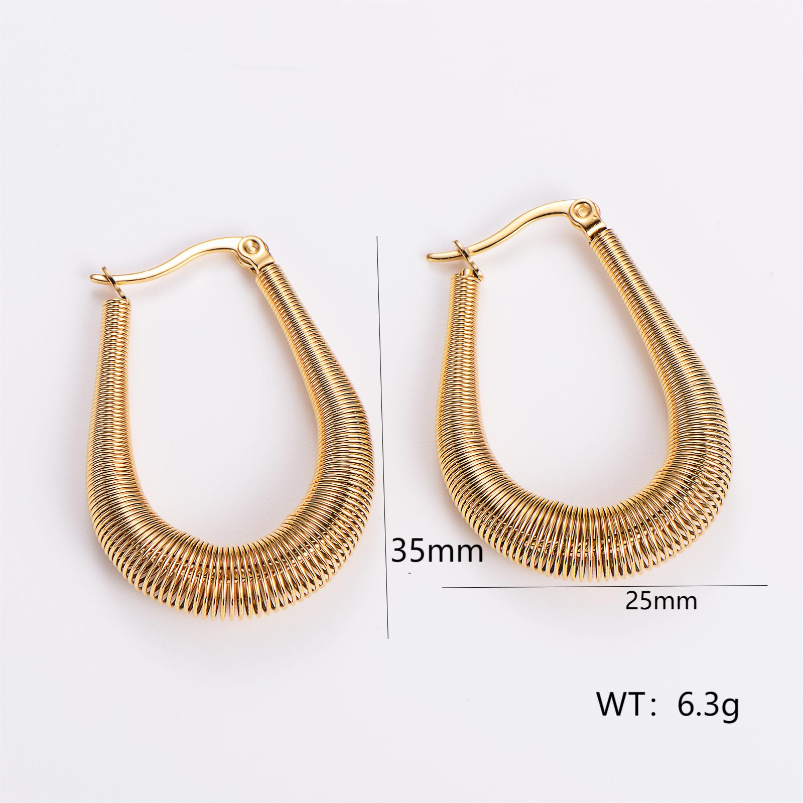 1 Pair Retro Exaggerated Solid Color Plating 304 Stainless Steel 18K Gold Plated Ear Studs display picture 12