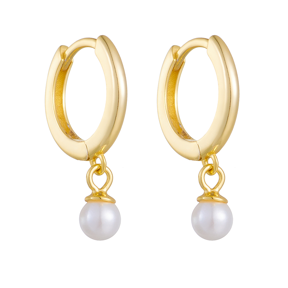 1 Pair Ig Style Simple Style Solid Color Plating Inlay Sterling Silver Pearl 14k Gold Plated Rhodium Plated Hoop Earrings display picture 4
