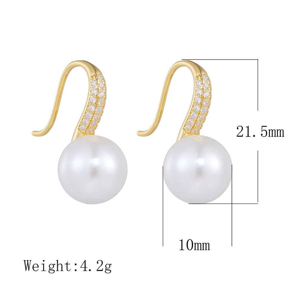 1 Pair Ig Style Sweet Solid Color Plating Inlay Sterling Silver Pearl Zircon 14k Gold Plated Rhodium Plated Ear Hook display picture 10