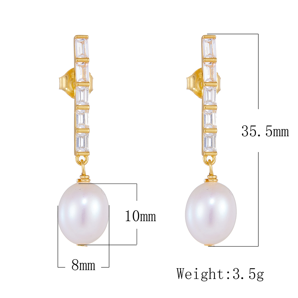 1 Pair Ig Style Sweet Geometric Solid Color Plating Inlay Sterling Silver Pearl Zircon 14k Gold Plated Rhodium Plated Drop Earrings display picture 9