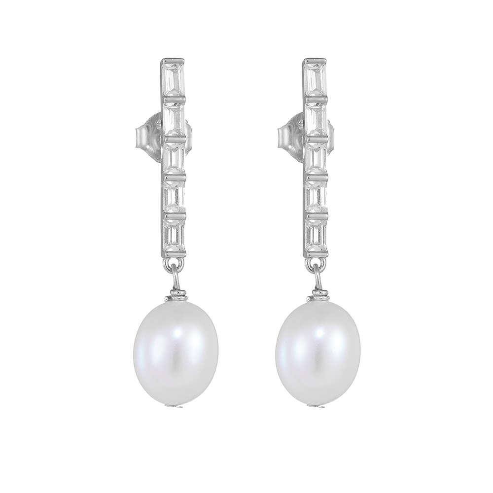 1 Pair Ig Style Sweet Geometric Solid Color Plating Inlay Sterling Silver Pearl Zircon 14k Gold Plated Rhodium Plated Drop Earrings display picture 10