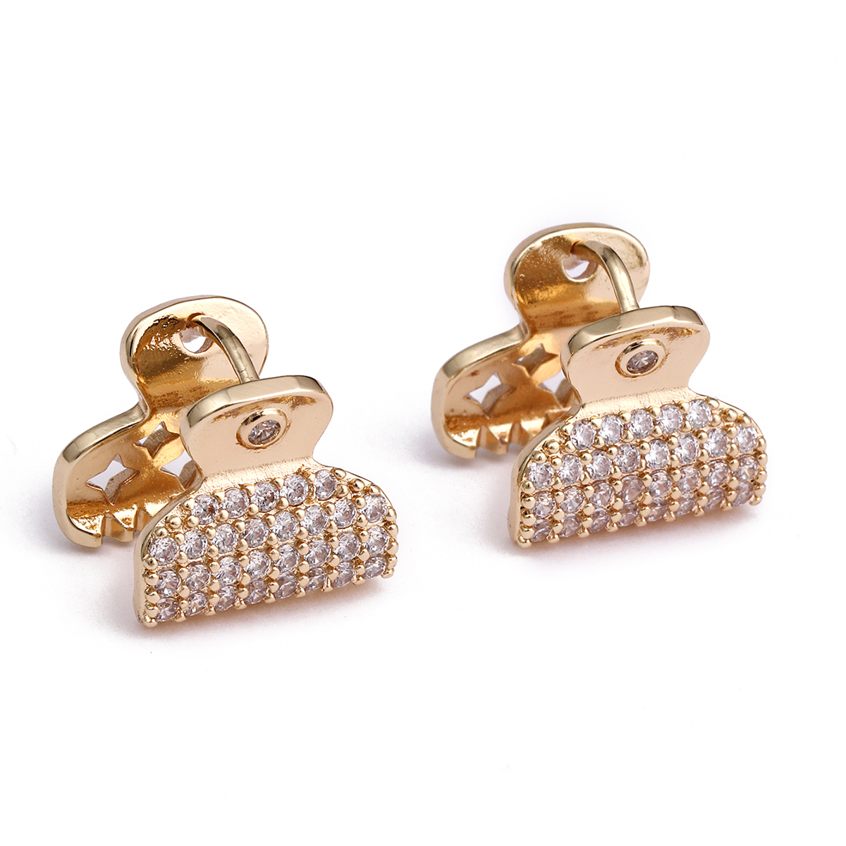 1 Pair Ig Style Solid Color Plating Inlay Copper Zircon 18k Gold Plated Ear Cuffs display picture 3