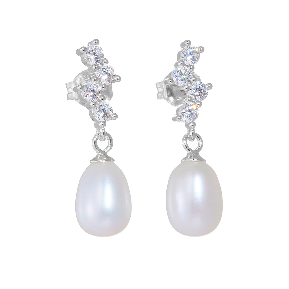 1 Pair Ig Style Sweet Irregular Solid Color Plating Inlay Sterling Silver Pearl Zircon 14k Gold Plated Rhodium Plated Drop Earrings display picture 10