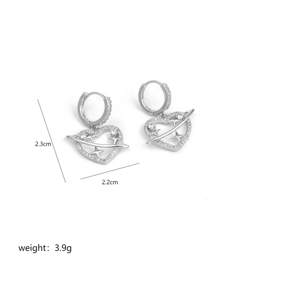 1 Pair Casual Simple Style Commute Heart Shape Key Enamel Plating Inlay Stainless Steel Copper Zircon 18k Gold Plated Earrings display picture 7