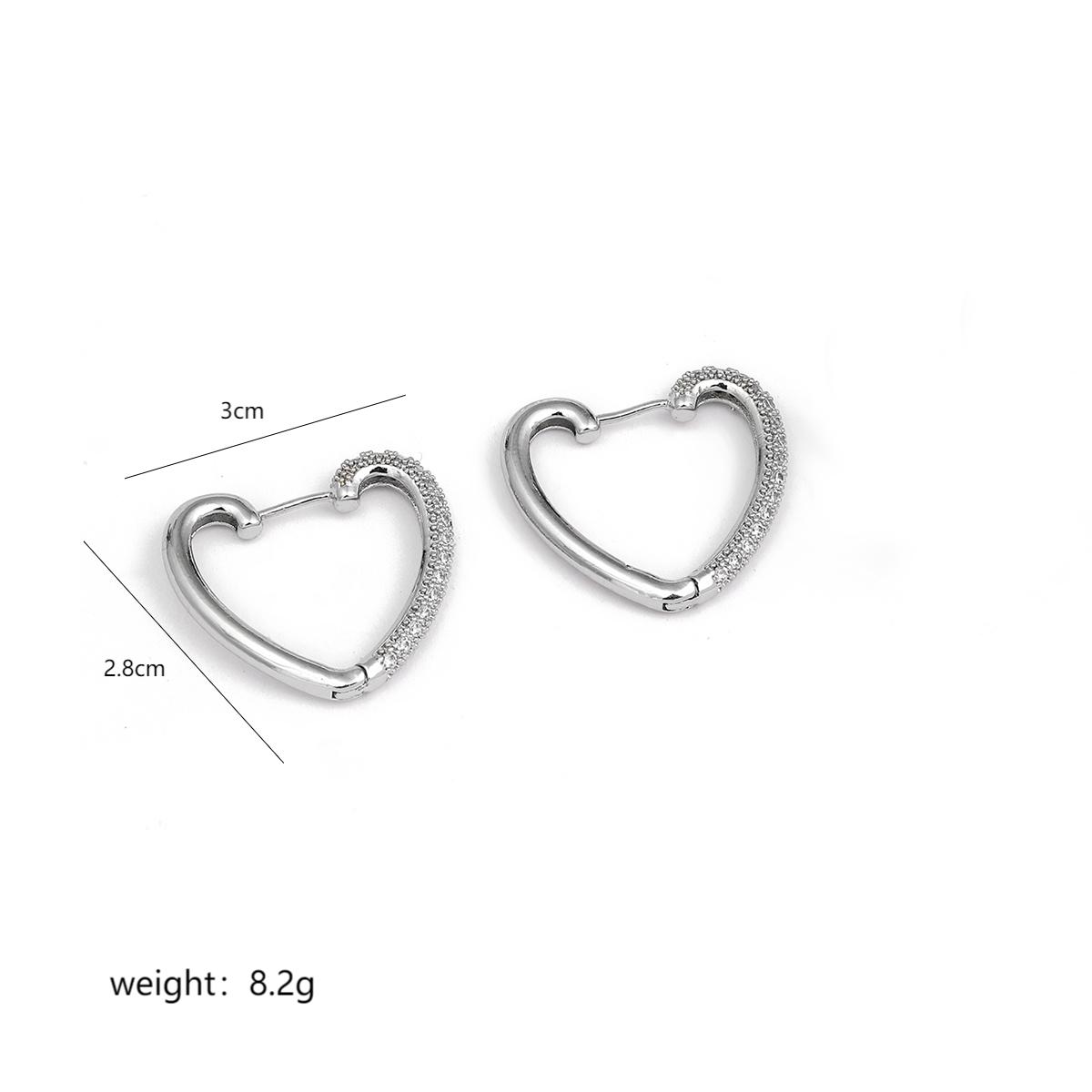 1 Pair Casual Simple Style Commute Heart Shape Key Enamel Plating Inlay Stainless Steel Copper Zircon 18k Gold Plated Earrings display picture 10