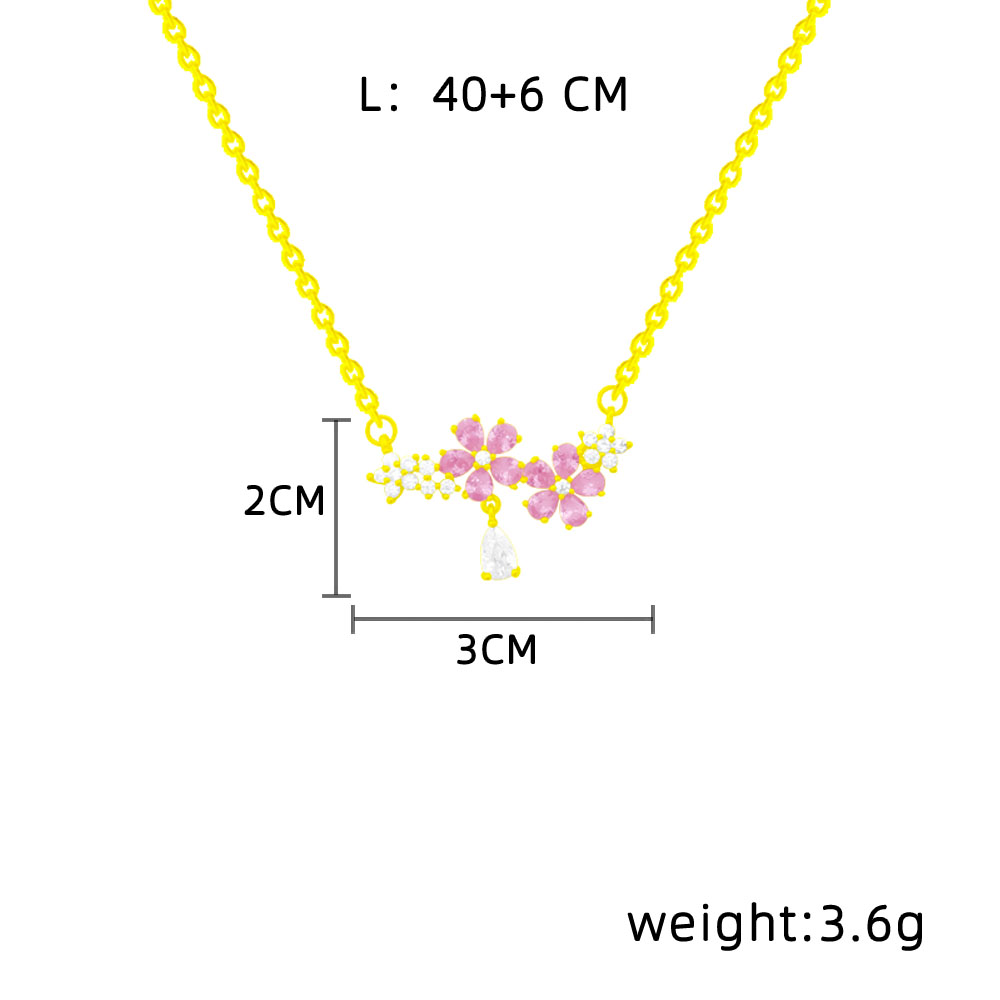 Wholesale Sweet Flower Titanium Steel Inlay Zircon Pendant Necklace display picture 4