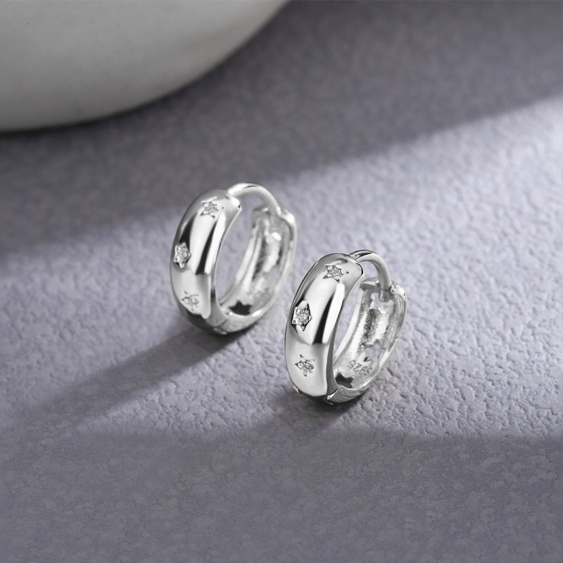 1 Pair Elegant Star Plating Inlay Sterling Silver Zircon Earrings display picture 2