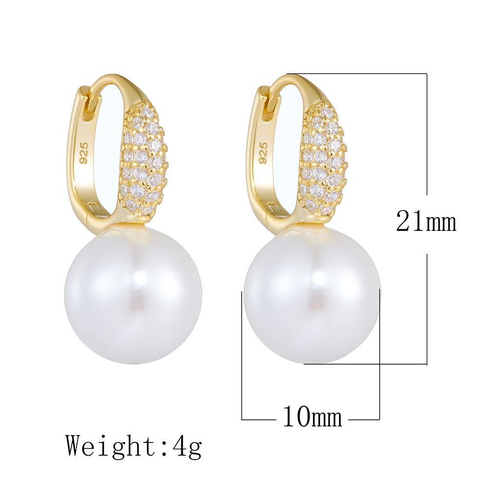 1 Pair Ig Style Sweet Solid Color Plating Inlay Sterling Silver Pearl Zircon 14k Gold Plated Rhodium Plated Drop Earrings display picture 9