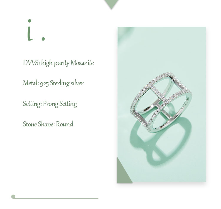 Einfacher Stil Geometrisch Sterling Silber Überzogen Mit Rhodium Versilbert Moissanit Ringe In Masse display picture 1