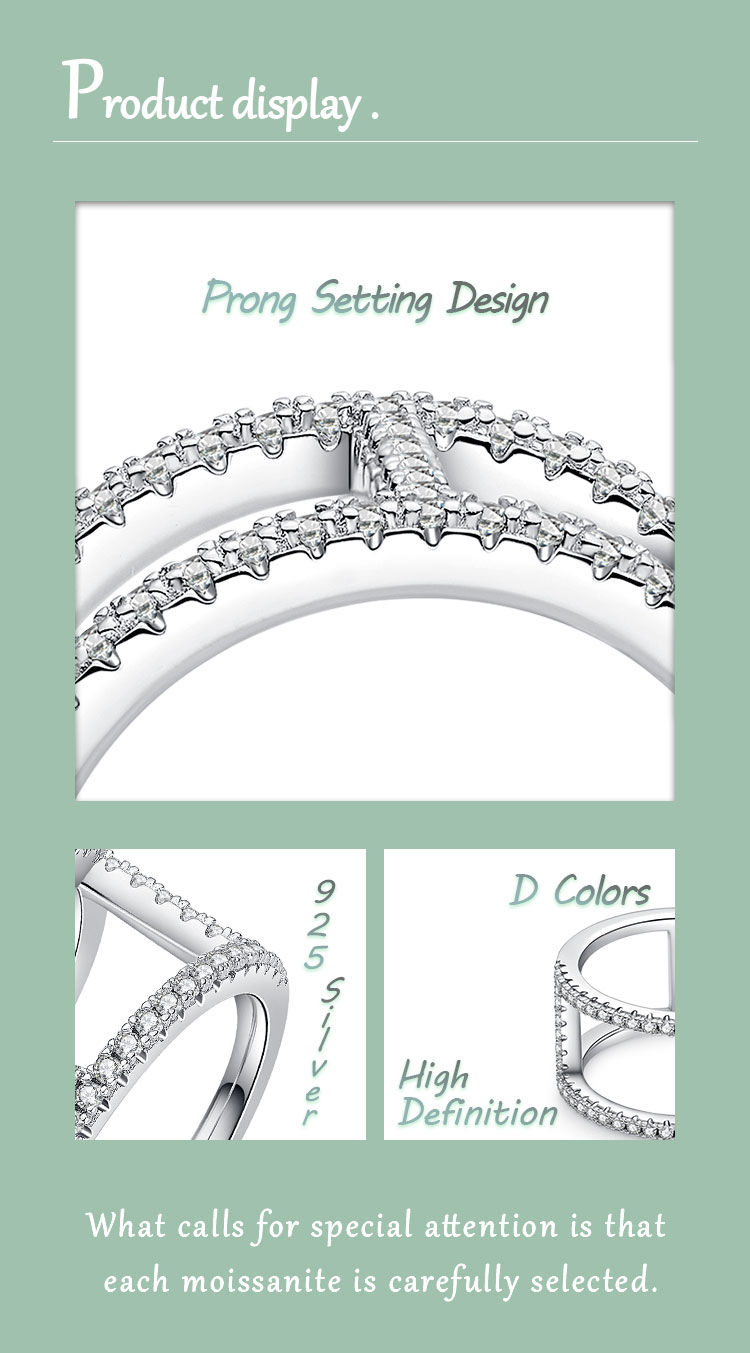 Einfacher Stil Geometrisch Sterling Silber Überzogen Mit Rhodium Versilbert Moissanit Ringe In Masse display picture 2