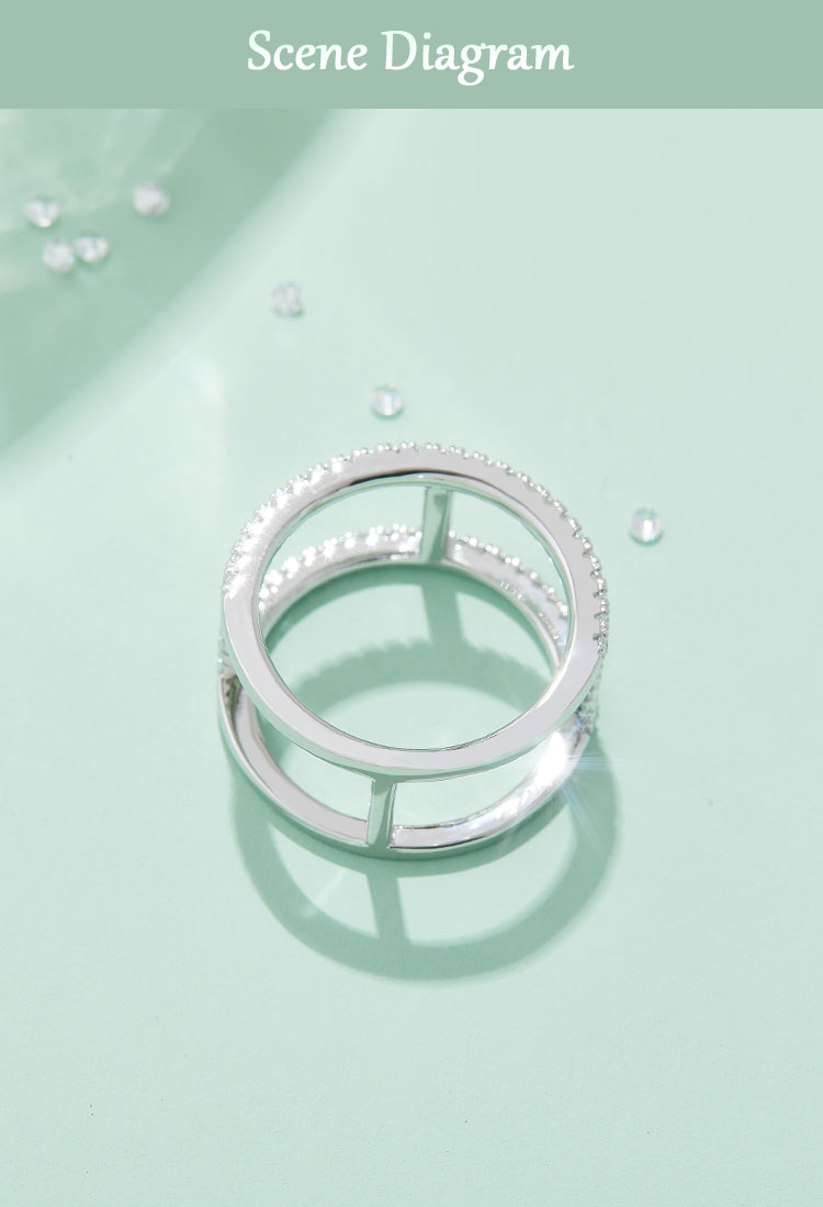 Einfacher Stil Geometrisch Sterling Silber Überzogen Mit Rhodium Versilbert Moissanit Ringe In Masse display picture 4