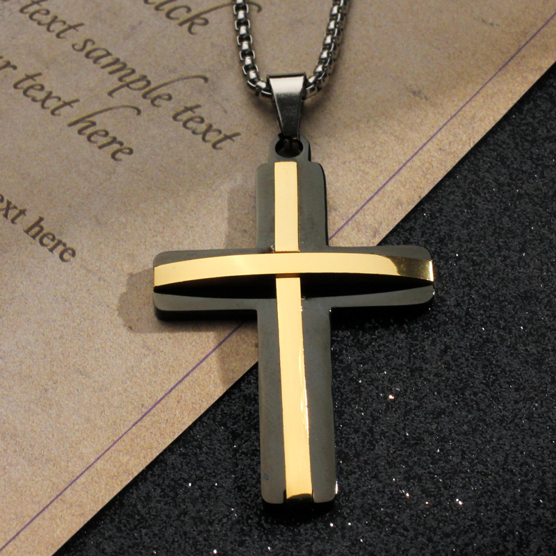 Vacation Rock Streetwear Cross Stainless Steel Plating 24k Gold Plated Unisex Pendant Necklace display picture 4