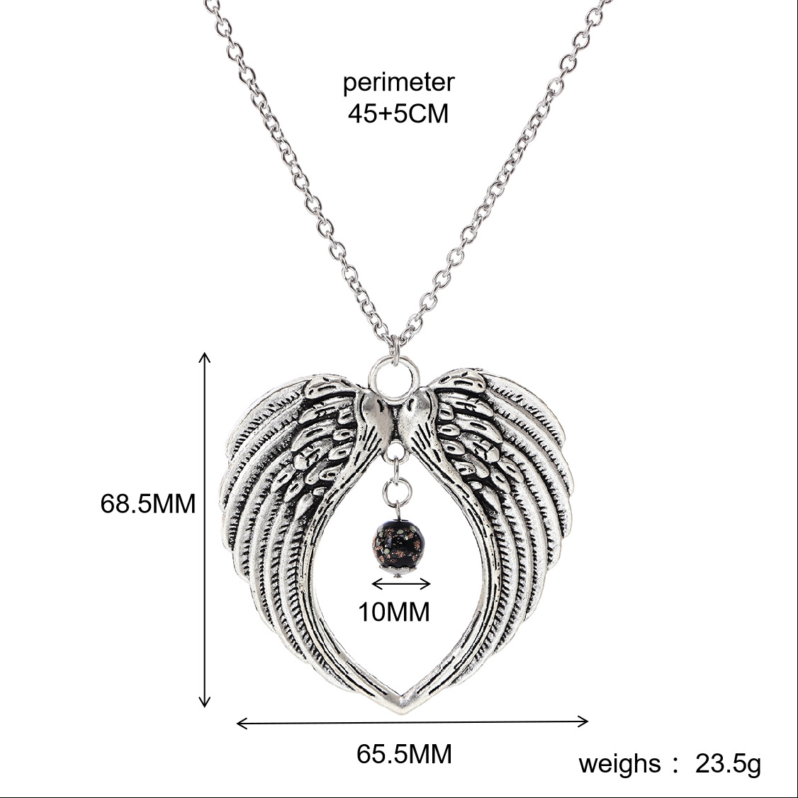 Casual Punk Wings Stainless Steel Alloy Glass Women's Pendant Necklace display picture 1