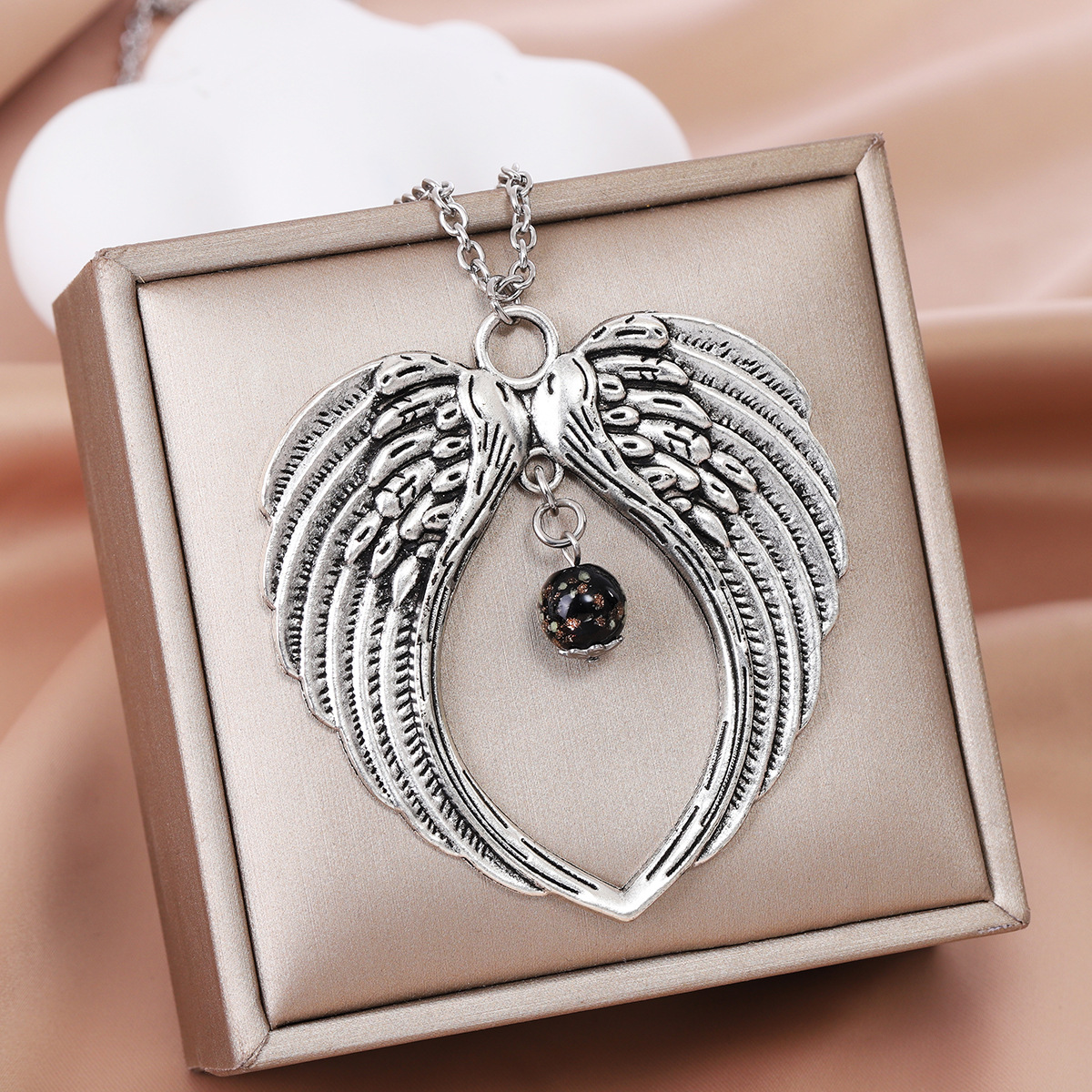 Casual Punk Wings Stainless Steel Alloy Glass Women's Pendant Necklace display picture 2