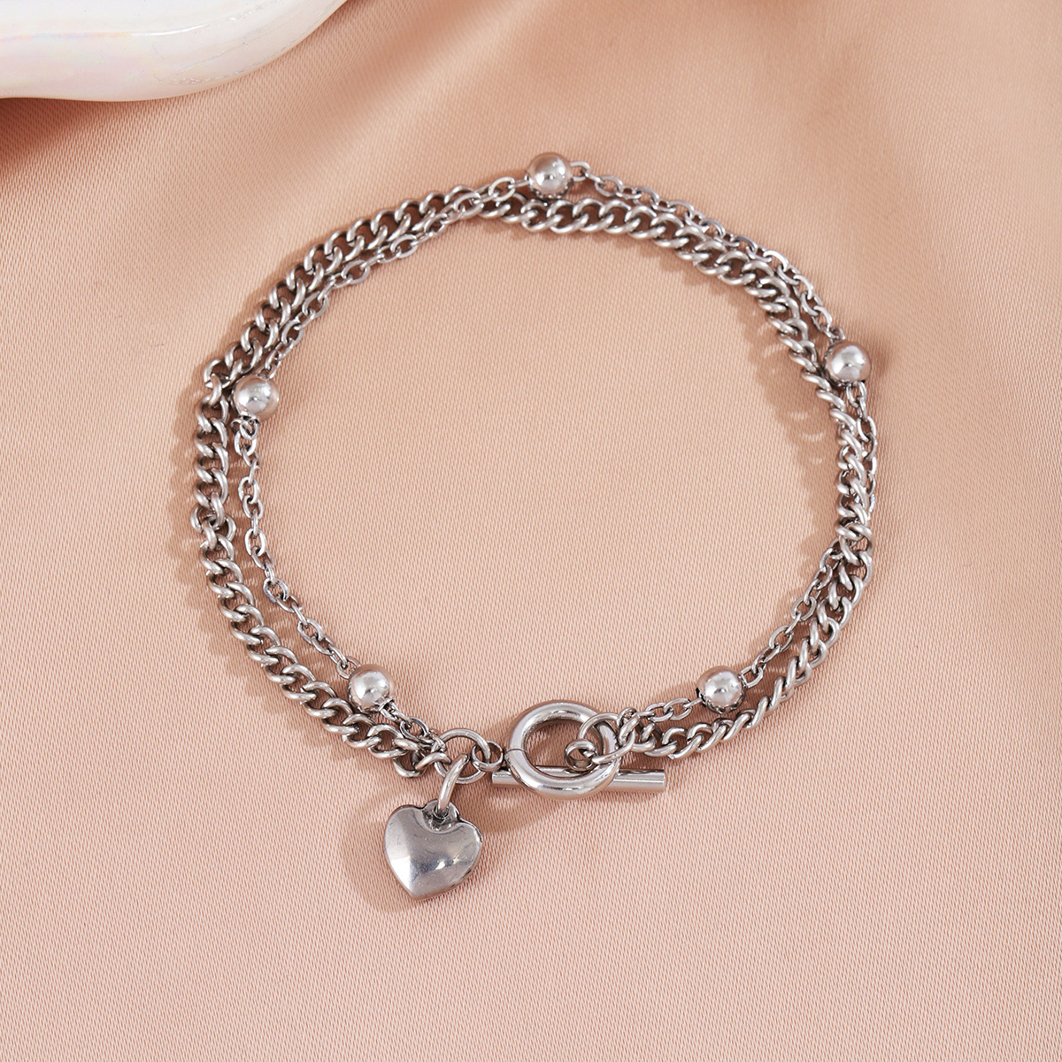 Simple Style Heart Shape Stainless Steel Toggle Bracelets display picture 6