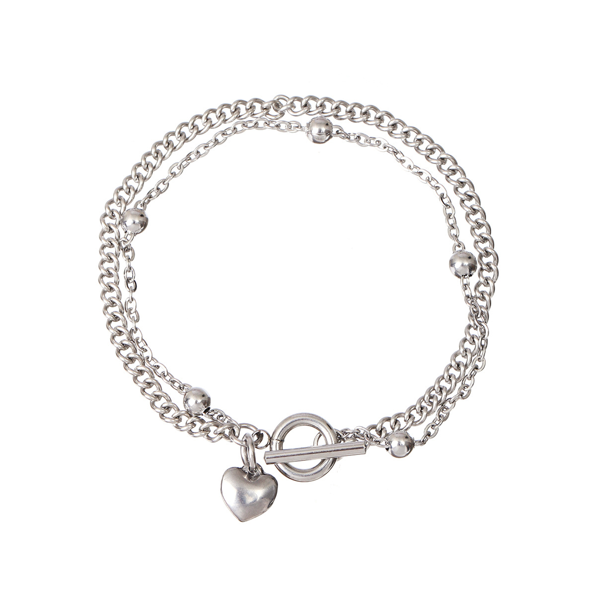 Simple Style Heart Shape Stainless Steel Toggle Bracelets display picture 7