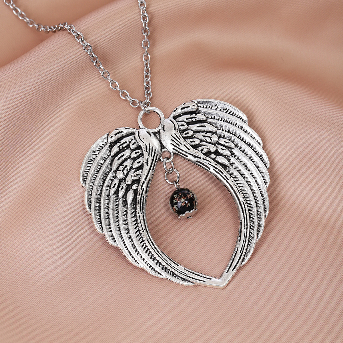 Casual Punk Wings Stainless Steel Alloy Glass Women's Pendant Necklace display picture 5
