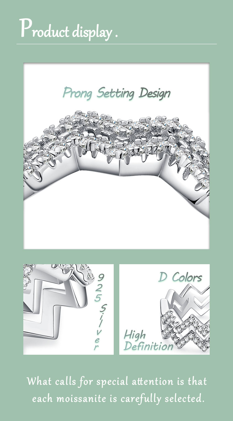 Elegant Klassischer Stil Einfarbig Sterling Silber Überzogen Mit Rhodium Moissanit Ringe In Masse display picture 1