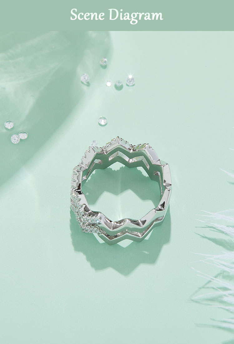 Elegant Klassischer Stil Einfarbig Sterling Silber Überzogen Mit Rhodium Moissanit Ringe In Masse display picture 3