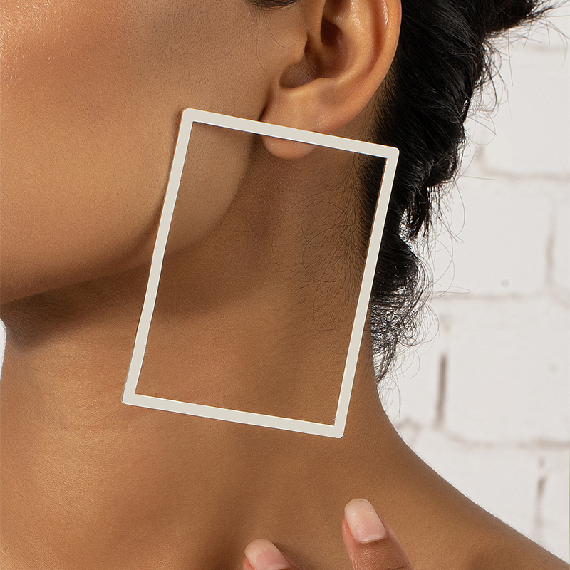 1 Pair Modern Style Oversized Solid Color Rectangle Iron Ear Studs display picture 5