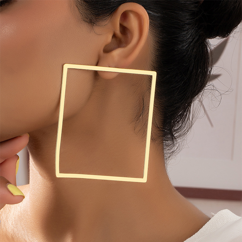 1 Pair Modern Style Oversized Solid Color Rectangle Iron Ear Studs display picture 7