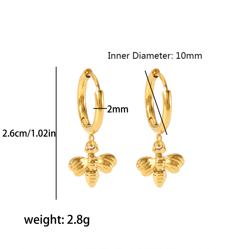 1 Pair Vintage Style Sun Bee Butterfly Polishing Plating 304 Stainless Steel Drop Earrings display picture 8