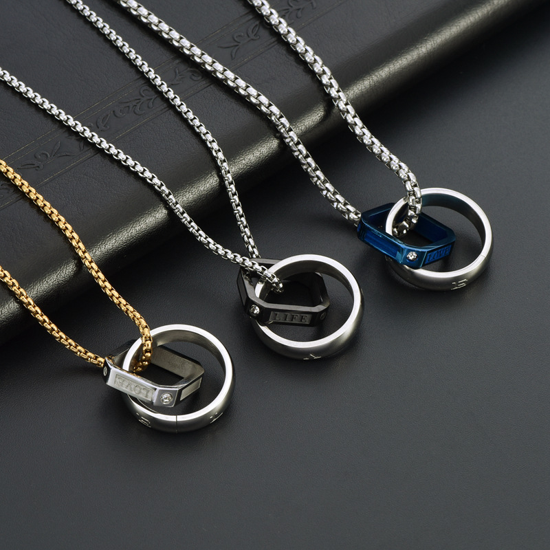 Hip-hop Simple Style Geometric Titanium Steel Polishing Inlay Zircon Men's Pendant Necklace display picture 4