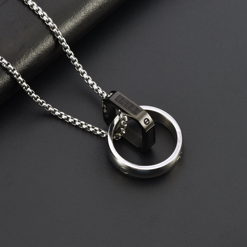 Hip-hop Simple Style Geometric Titanium Steel Polishing Inlay Zircon Men's Pendant Necklace display picture 6