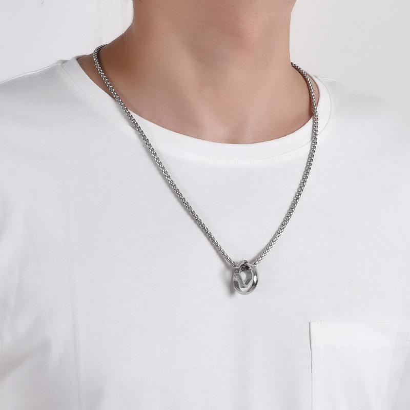 Hip-hop Simple Style Geometric Titanium Steel Polishing Inlay Zircon Men's Pendant Necklace display picture 7