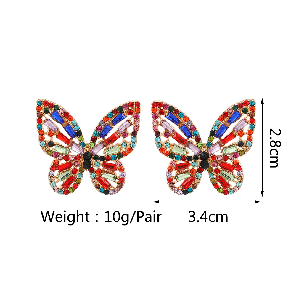 1 Pair Elegant Glam Butterfly Plating Inlay Alloy Rhinestones Ear Studs display picture 1