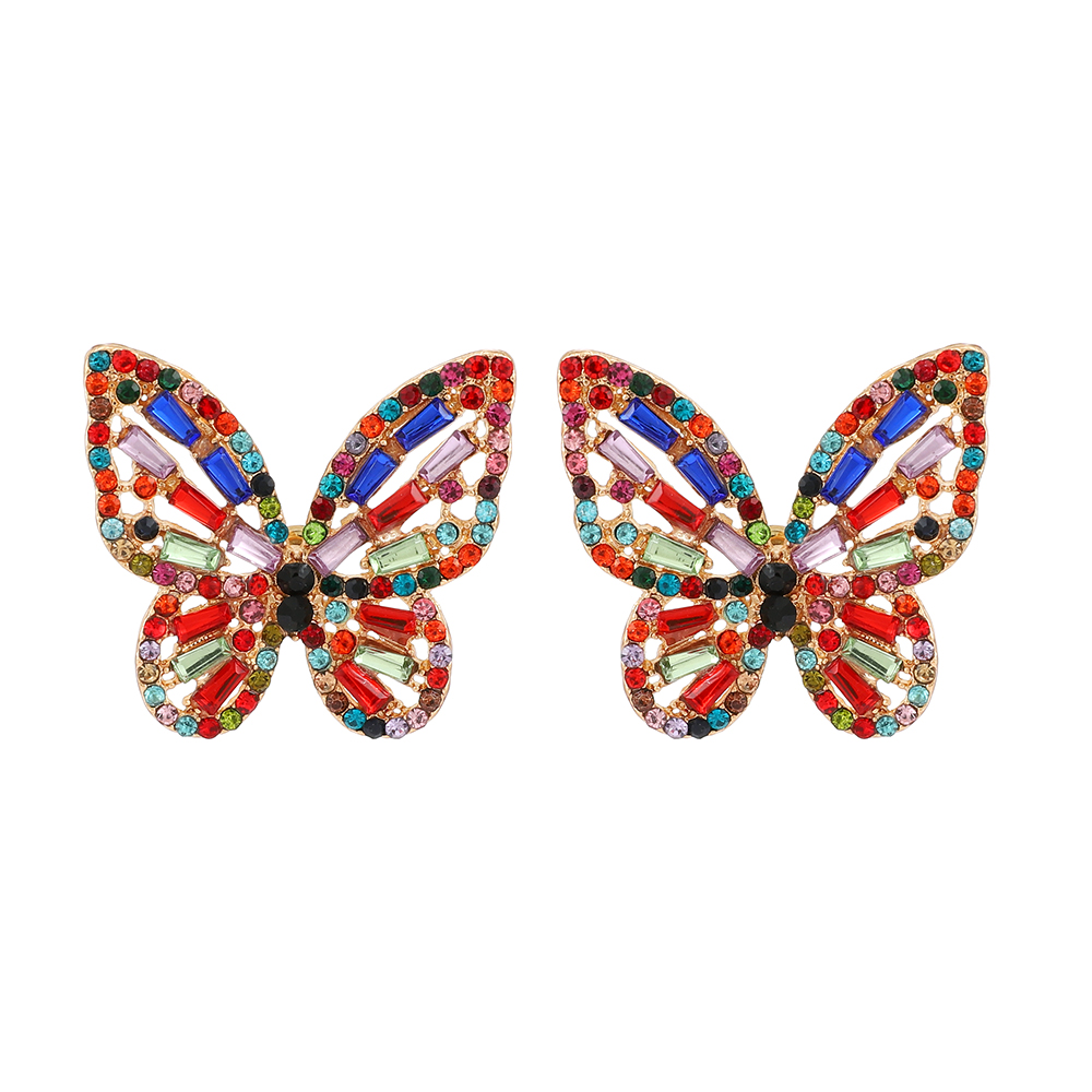 1 Pair Elegant Glam Butterfly Plating Inlay Alloy Rhinestones Ear Studs display picture 2