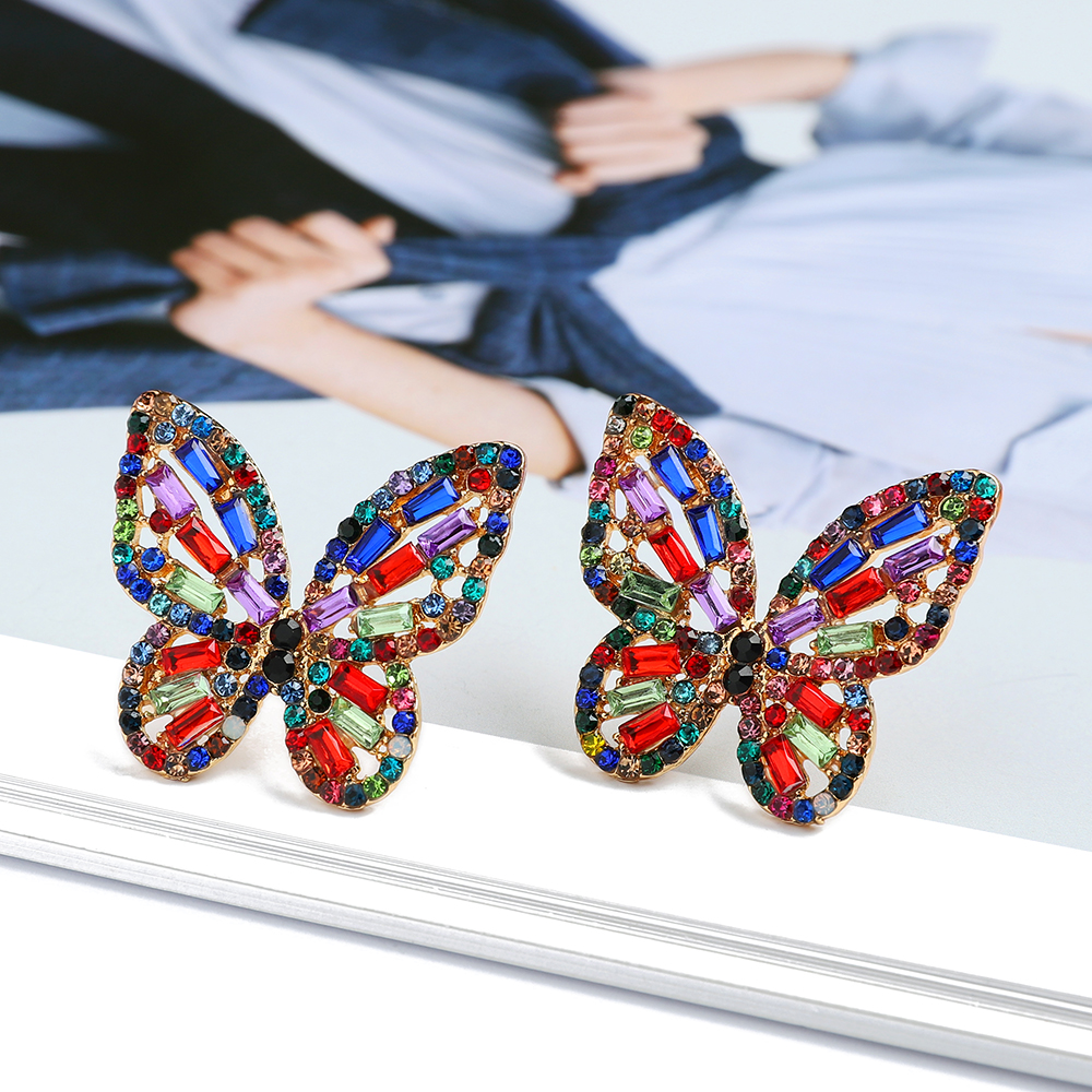 1 Pair Elegant Glam Butterfly Plating Inlay Alloy Rhinestones Ear Studs display picture 7