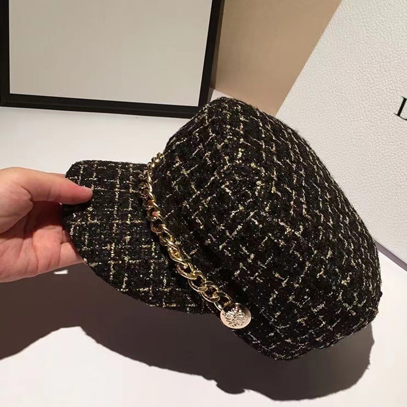 Women's Elegant Sweet Letter Sequins Rhinestone Big Eaves Eaveless Ivy Cap Beret Hat display picture 9