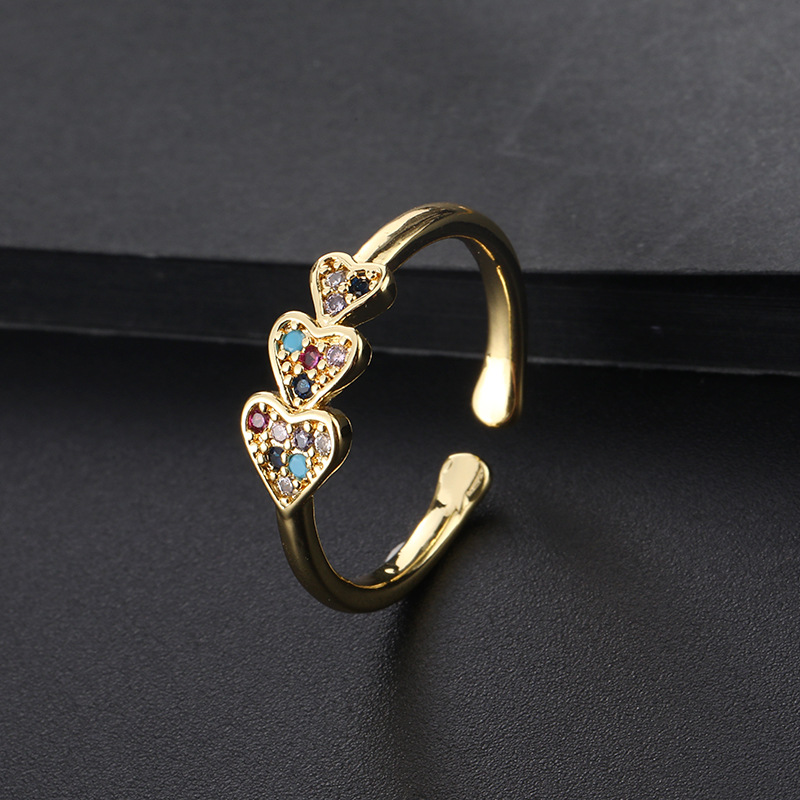 Einfacher Stil Herzform Kupfer Offener Ring In Masse display picture 5