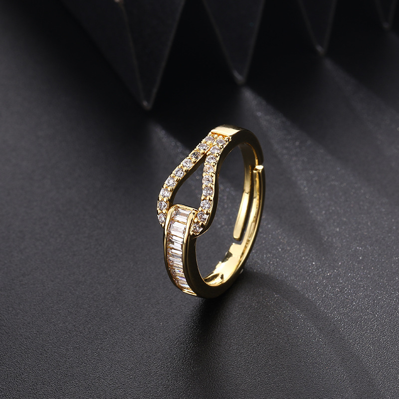 Vintage-stil Geometrisch Farbblock Kupfer Offener Ring In Masse display picture 5