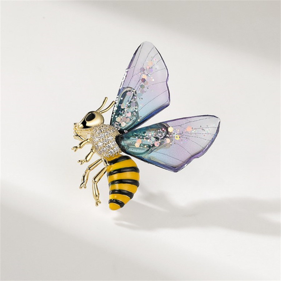 Cute Bee Alloy Enamel Inlay Rhinestones Women's Brooches display picture 3