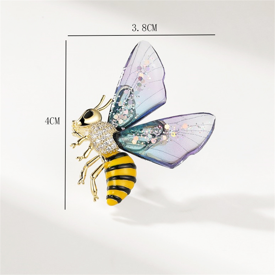 Cute Bee Alloy Enamel Inlay Rhinestones Women's Brooches display picture 7