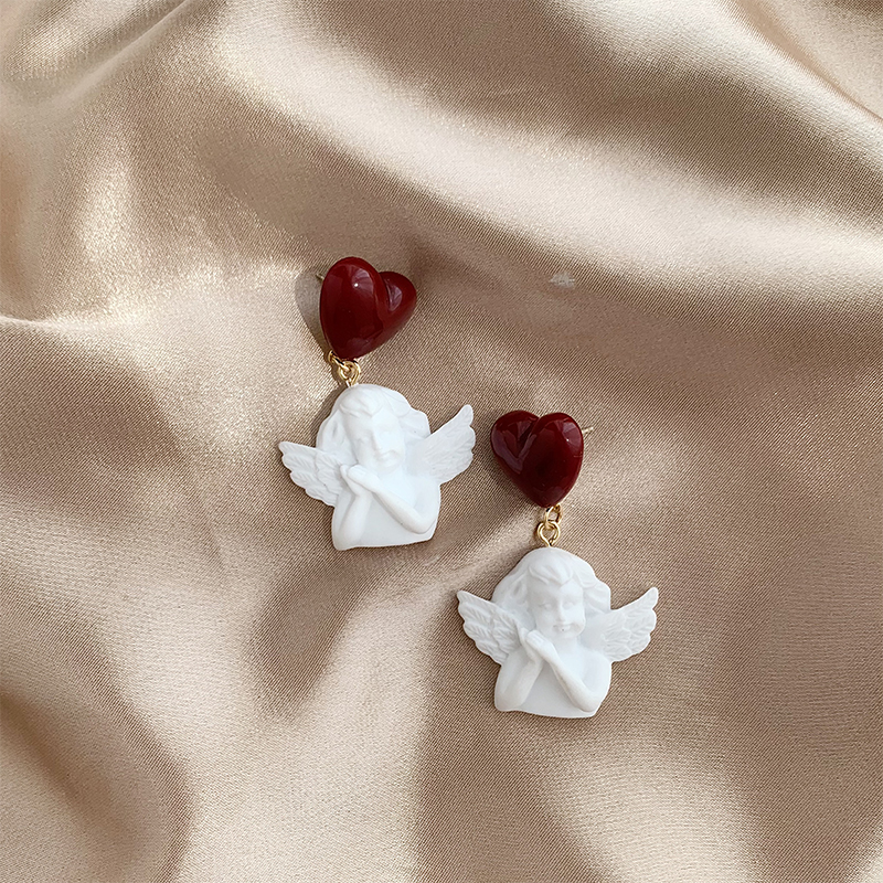 1 Pair Cute Sweet Angel Heart Shape Resin Drop Earrings display picture 7