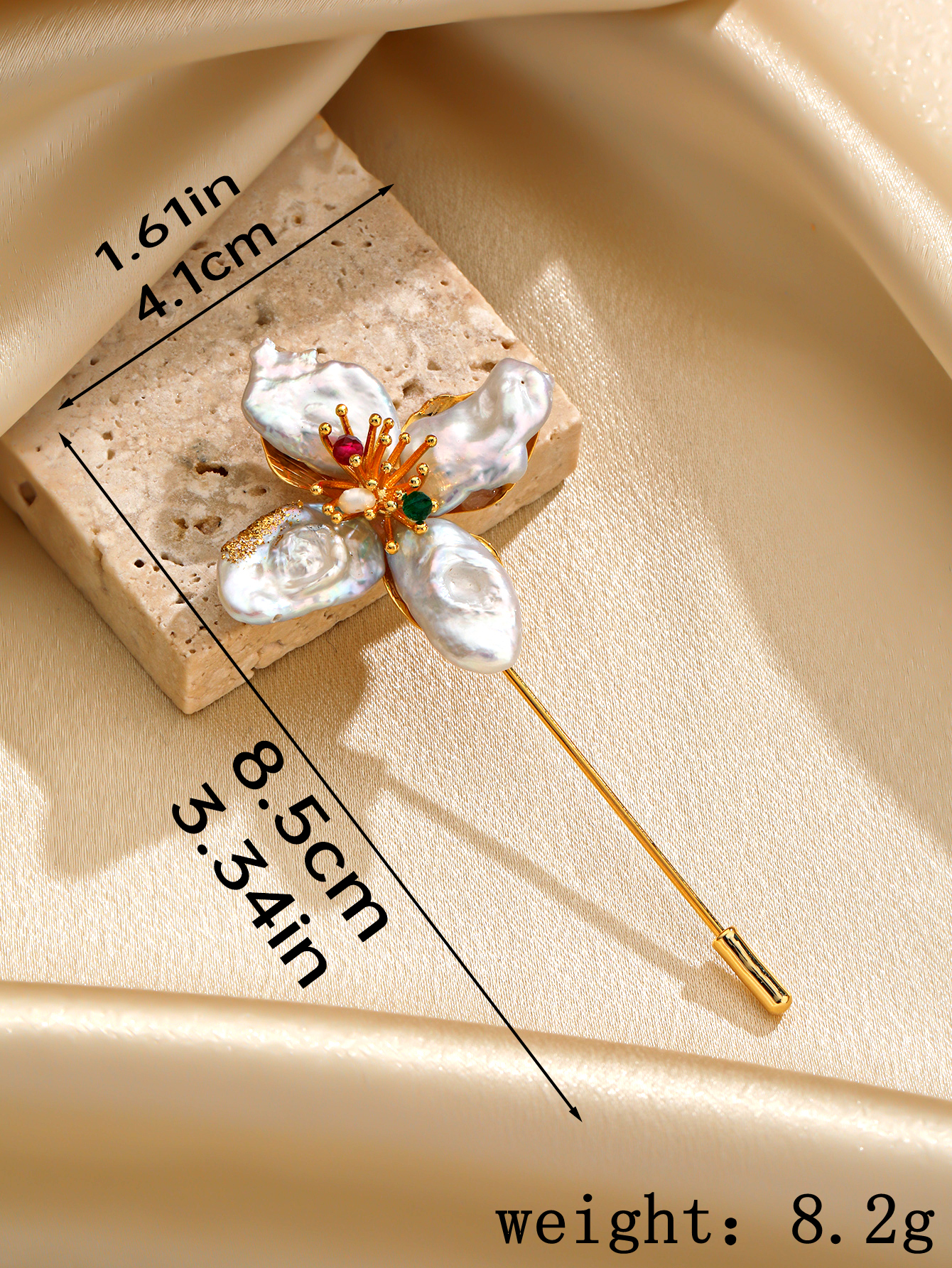 Elegant Original Design Lady Flower Copper Plating Inlay Artificial Crystal Freshwater Pearl Women's Brooches 1 Piece display picture 6