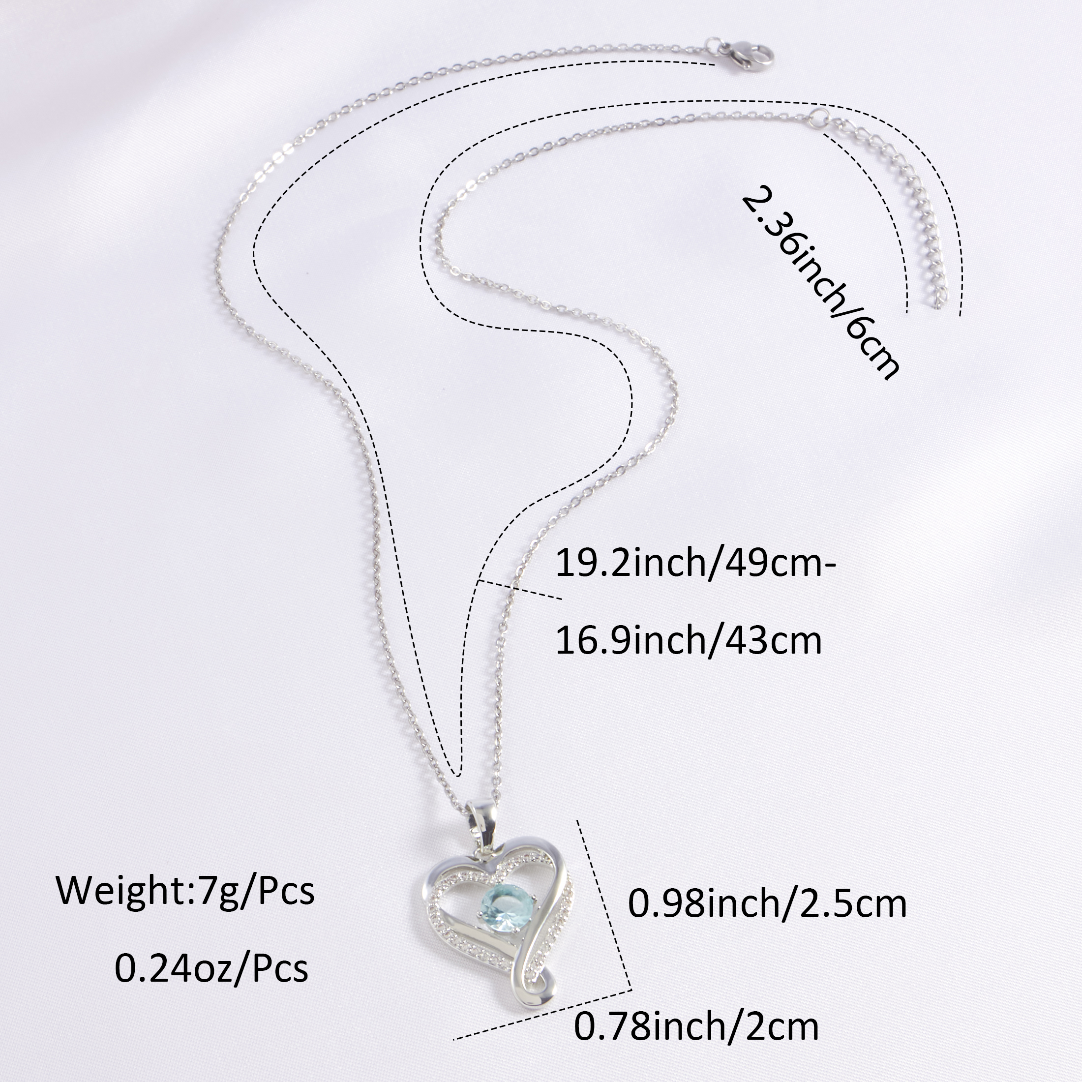 Wholesale Elegant Heart Shape Stainless Steel Plating Inlay White Gold Plated Rhinestones Zircon Pendant Necklace display picture 1