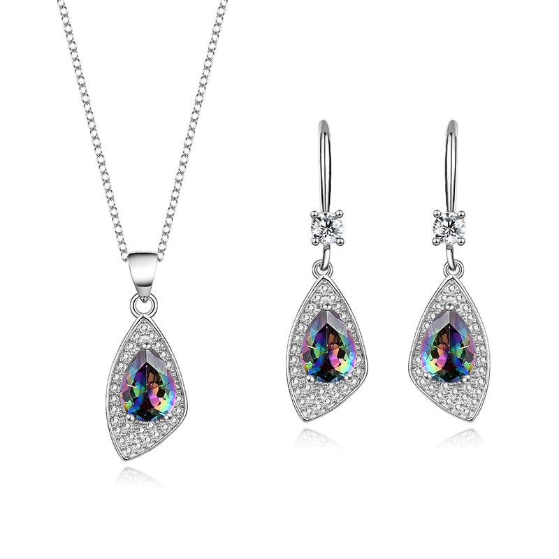Vintage Style Geometric Water Droplets Sterling Silver Plating Inlay Zircon Women's Jewelry Set display picture 4