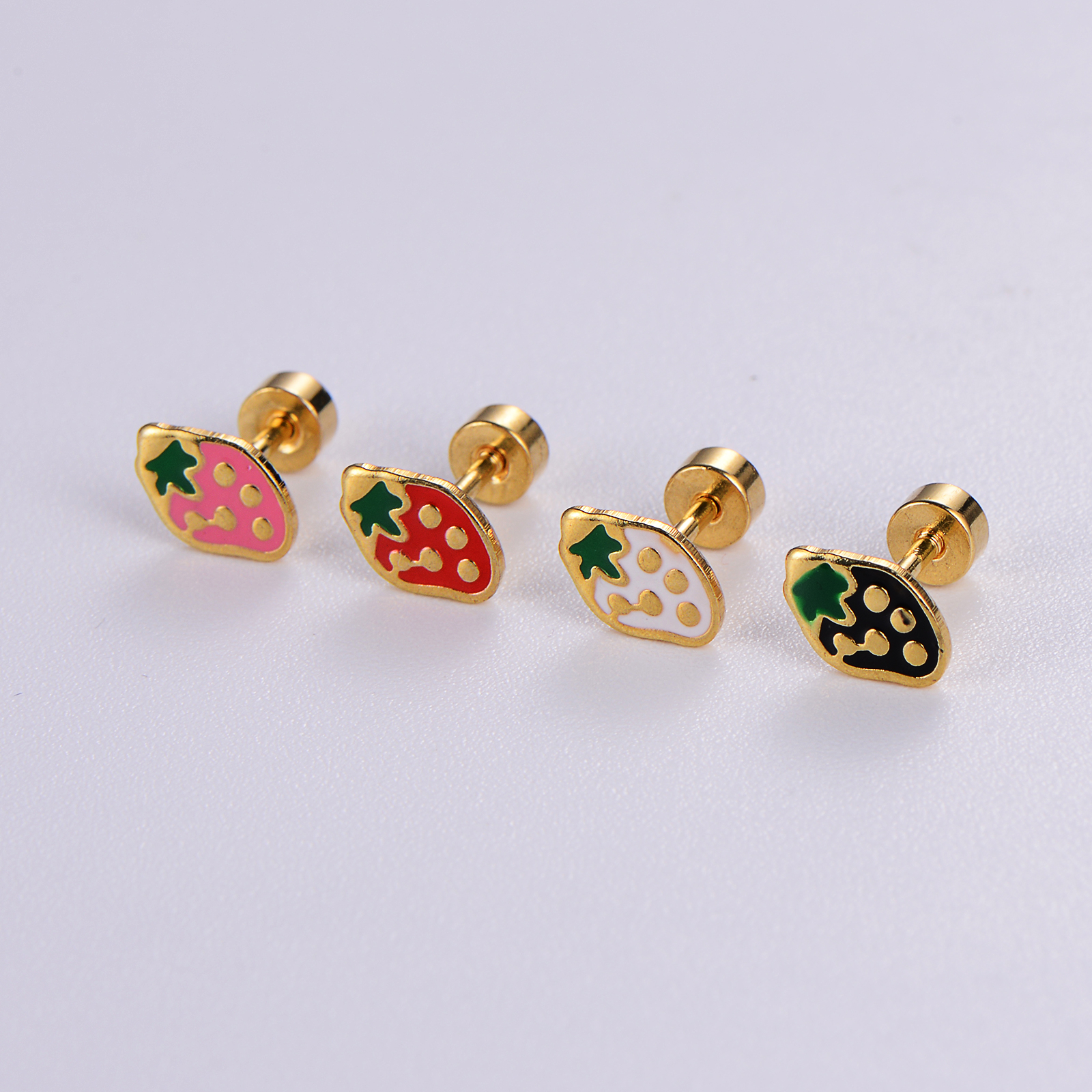 12 Pairs Casual Cute Simple Style Animal Devil's Eye Fruit Sequins Plating Inlay 304 Stainless Steel Acrylic Turquoise Shell Ear Studs display picture 10